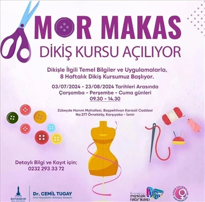 Kadınlar Mor Makas ile dikiş öğrenecek